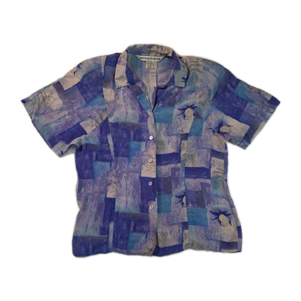 Vintage Annie Alexander 100% Silk Button Up Blouse - Size M